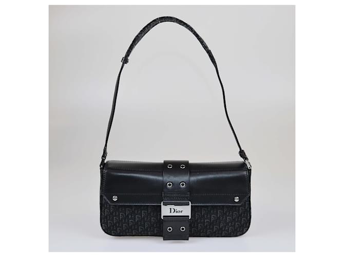 Christian Dior Sac à épaule Dior Black Oblique Street Chic Cuir Noir  ref.1553411