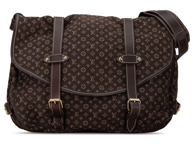 Louis Vuitton Braune Monogramm Mini Lin Saumur 43 Dunkelbraun