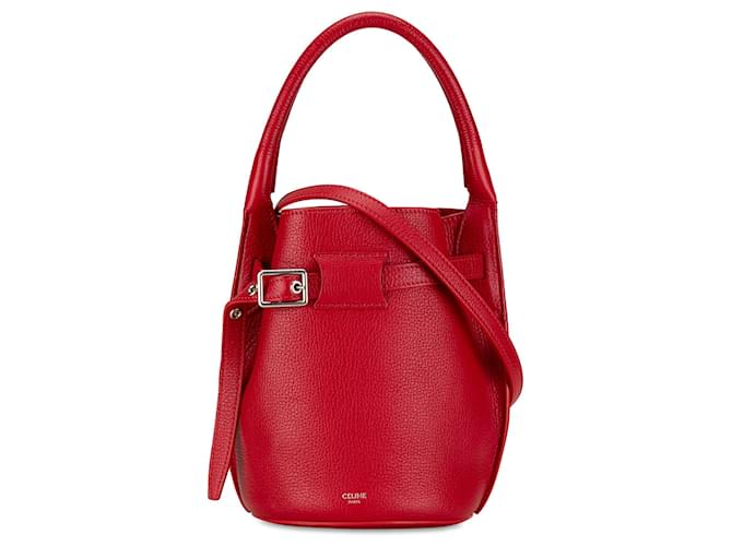 Big Bag Céline Sac seau Big Nano Rouge Celine Cuir Veau façon poulain  ref.1553552