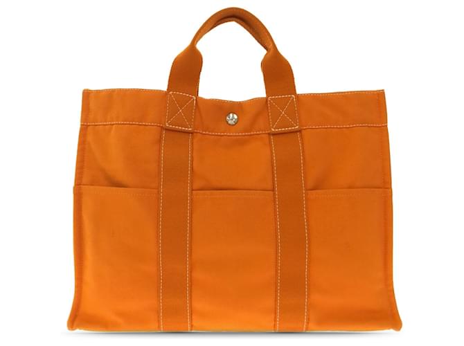 Sac Deauville MM Laranja Hermès Lona Pano  ref.1553581