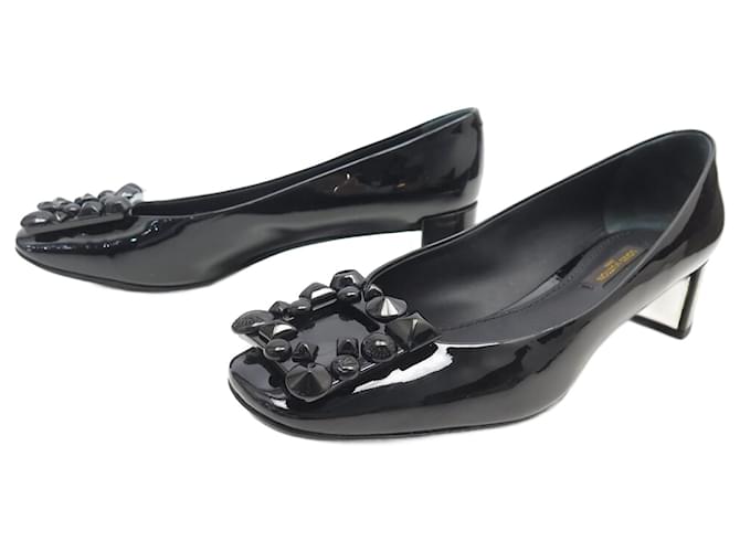 NEUF CHAUSSURES LOUIS VUITTON ESCARPINS GRACEFUL 36.5 NEW SHOES PUMPS Cuir vernis Noir  ref.1553638