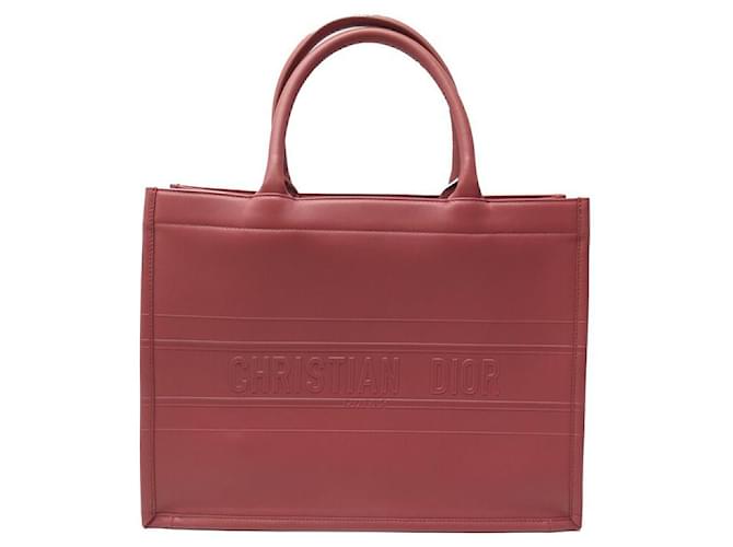 NINE CHRISTIAN DIOR BOOK TOTE MEDIUM LEATHER HANDBAG PURSE Pink  ref.1553660