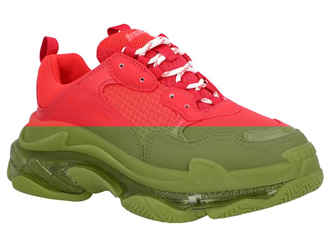 Balenciaga Triple S Clear Sole Sneaker in Red Polyester  ref.1553780