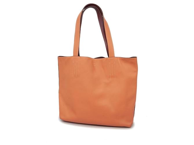 Hermès Sac Tote Hermes Double Sens 28 T Stamp Cuir Rouge Corail  ref.1553844