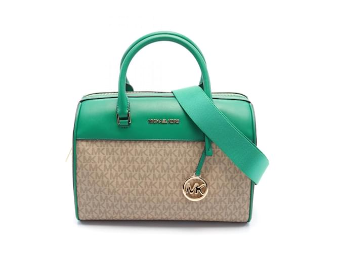 Bolsa de mão Jet Set da Michael Kors Bege Verde Couro Lona Plástico  ref.1553974