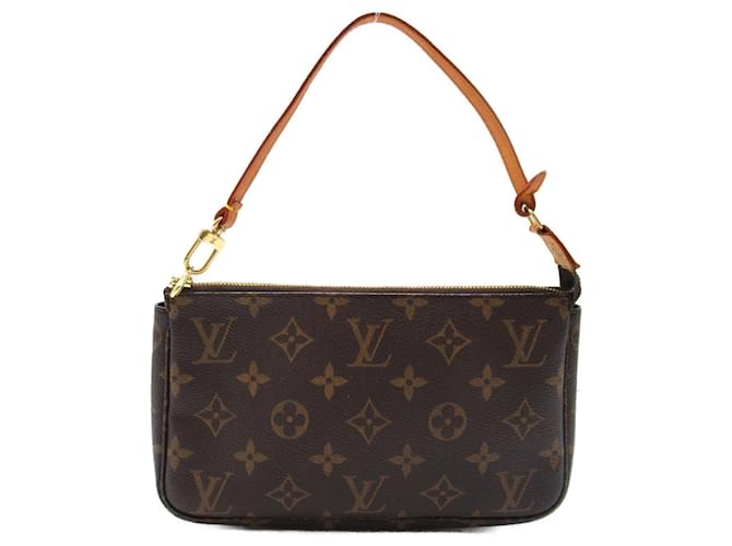 Louis Vuitton Pochette Accessoires Pouch Bag Brown Patent leather Cloth Plastic  ref.1554000