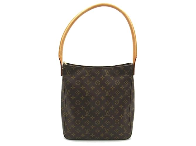 Bolsa de Ombro Looping Louis Vuitton Marrom Couro envernizado Lona Plástico  ref.1554082