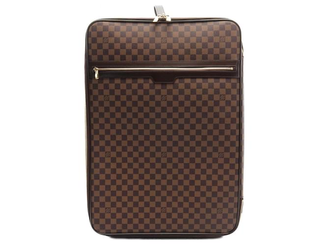 Borsa a mano Louis Vuitton Pegasus 65 Damier Ebene Marrone Pelle Tela Plastica  ref.1554176