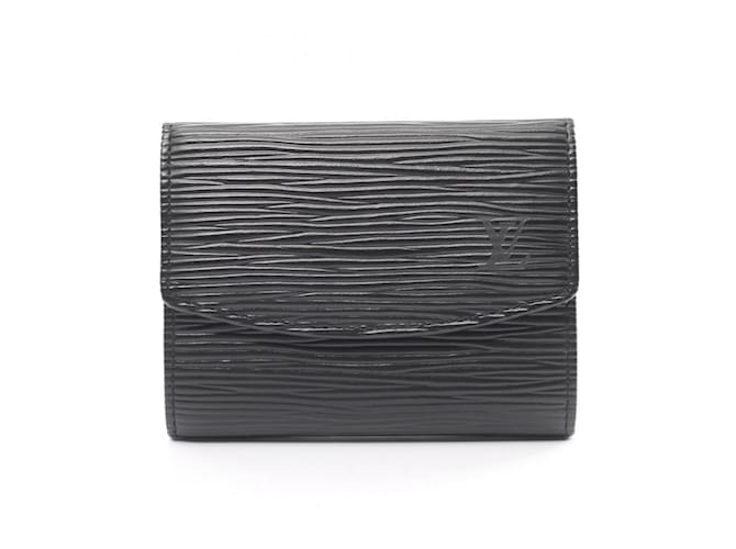 Louis Vuitton Porto Monnaie Simple Epi Wallet Black Leather  ref.1554181