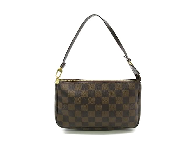 Bolsa Pochette Acessórios Louis Vuitton Marrom Lona Plástico  ref.1554187