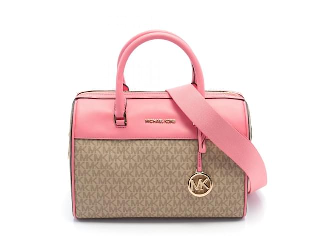 Bolsa de mão Jet Set da Michael Kors Rosa Bege Couro Lona  ref.1554196