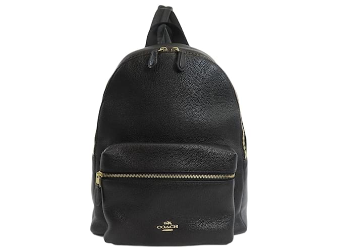 Coach F38288 Charlie Pebbled Backpack Black Leather  ref.1554212