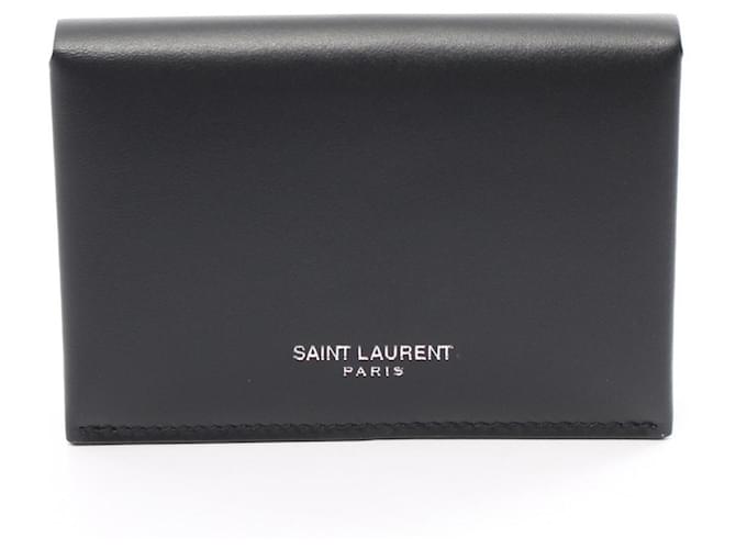 Portacarte da visita in pelle nera Yves Saint Laurent Nero  ref.1554225