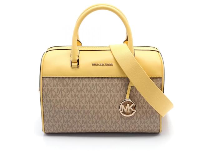 Bolsa de mão Jet Set da Michael Kors Bege Amarelo Couro Lona Plástico  ref.1554234