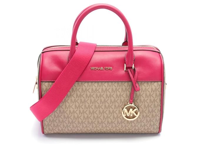 Bolsa de mão Jet Set da Michael Kors Rosa Bege Couro Lona Plástico  ref.1554235