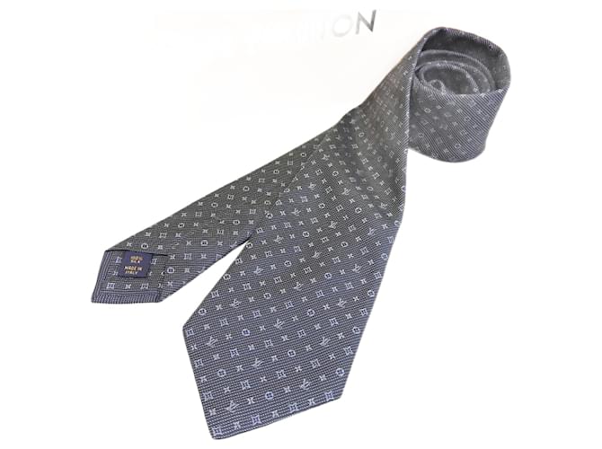 Gravata de seda navy Louis Vuitton Azul marinho  ref.1554358