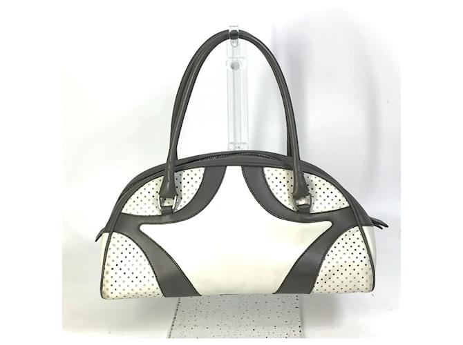 Borsa tote in pelle grigia Prada Marrone  ref.1554452