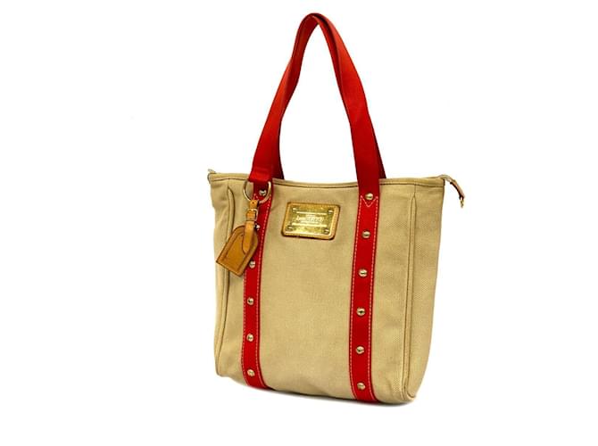 Borsa tote Louis Vuitton Antigua Cabas MM M40035 Rosso Beige  ref.1554456