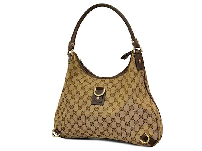 Bolsa de Ombro Gucci GG Canvas Abby 130737 Marrom Lona  ref.1554457