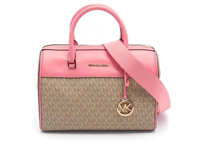 Borsa Jet Set di Michael Kors Rosa Beige Pelle Tela  ref.1554502