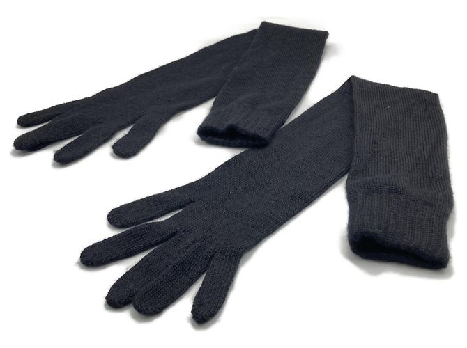 Gants longs en cachemire et soie noirs Prada