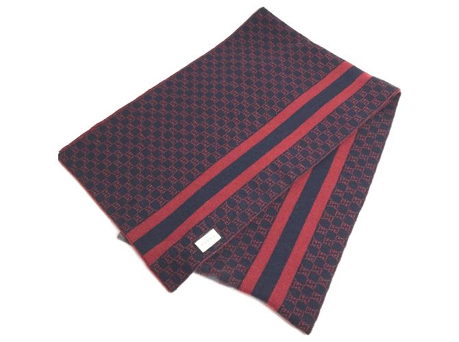 Sciarpa bicolore Gucci in rosso e blu navy 