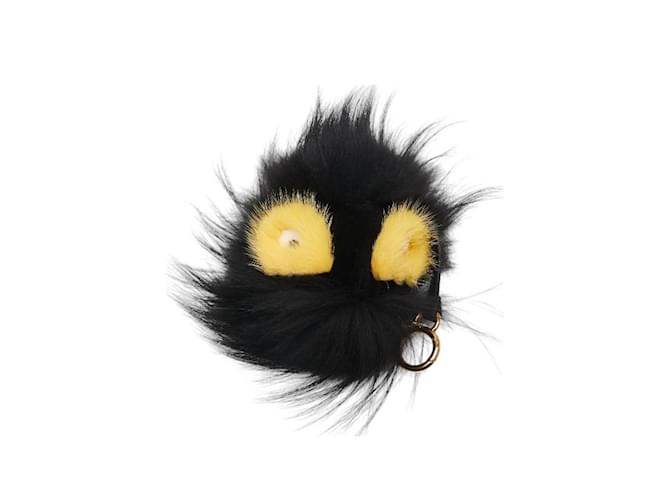 Portachiavi Fendi Bugs Charm Pompom Bag Nero Giallo Pelliccia  ref.1554737