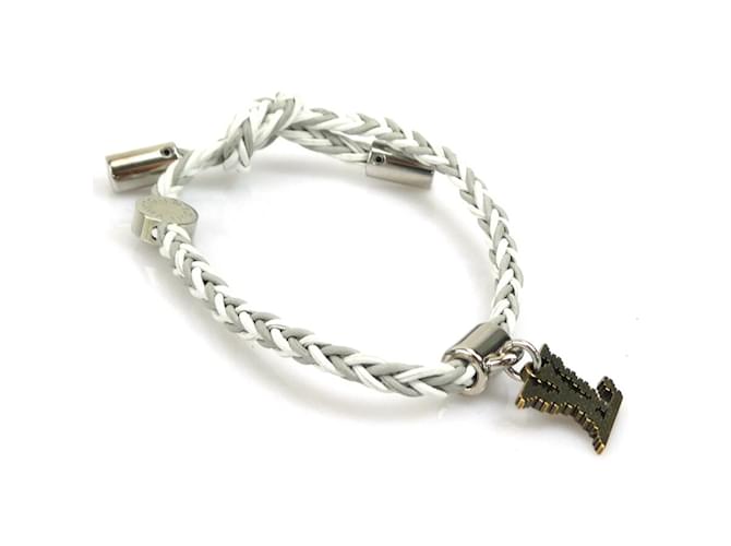 Bracciale charm Louis Vuitton Marrone Bianco Pelle Metallo  ref.1554754