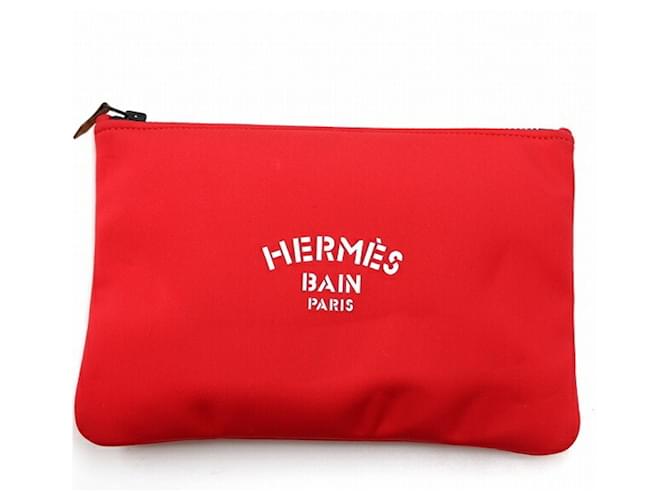 Hermès Pochette Neoban MM Hermes BAIN Rosso Nylon  ref.1554894