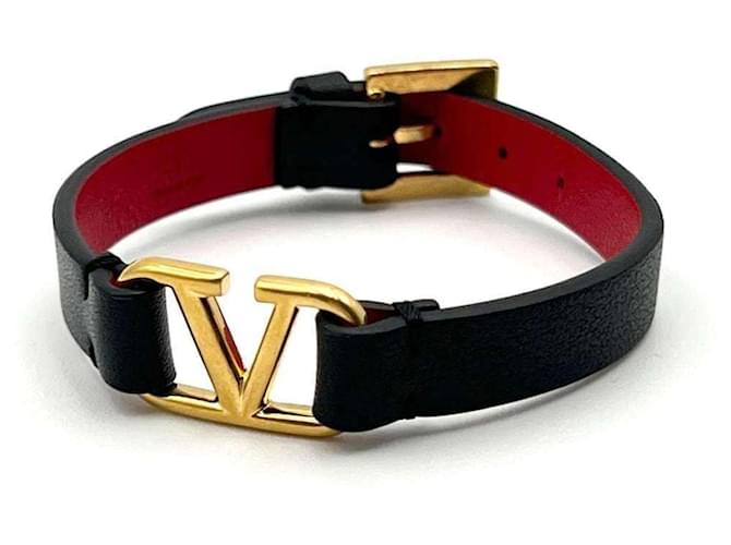 Bracciale in pelle di vitello con logo V di Valentino per donne Metallo  ref.1554904