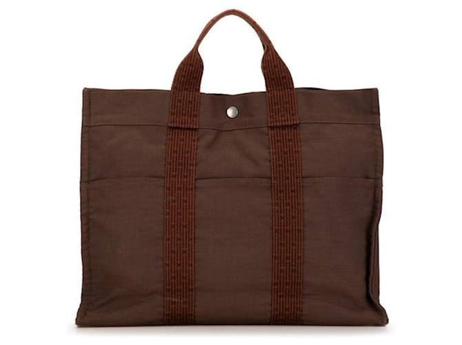 Hermès Sac à main tote Hermes Air Line MM Toile Marron  ref.1554947