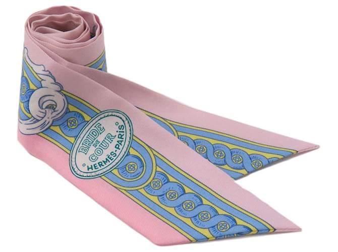 Hermès Foulard in seta Twilly Hermes Rosa Blu  ref.1554956