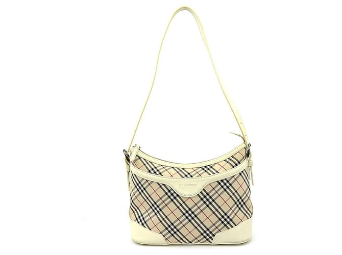 Borsa a Spalla Burberry Nova Check Beige Bianco sporco Pelle Tela  ref.1554964