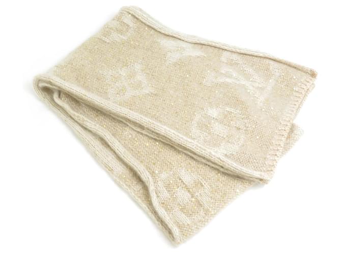 Louis Vuitton Beige and Gold Scarf Golden Cotton Mohair  ref.1554989