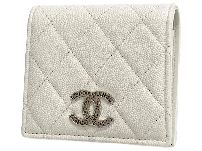 Chanel Matelasse Caviar Leather Wallet White  ref.1555015