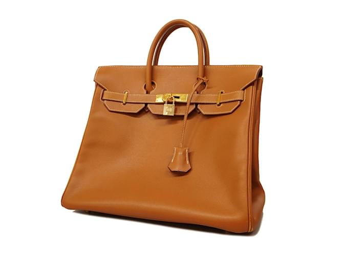 Hermès Sac à main Haute Couture Hermes Cuir Marron Doré  ref.1555045