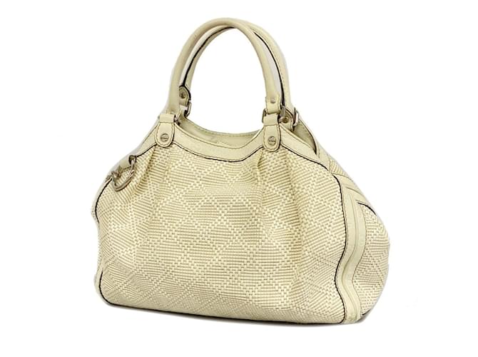 Sac fourre-tout ivoire Gucci Cuir Paille Écru  ref.1555051