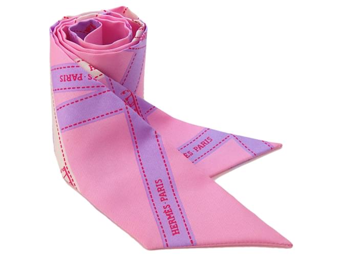 Hermès Foulard in seta Twilly Hermes Rosa Porpora  ref.1555100