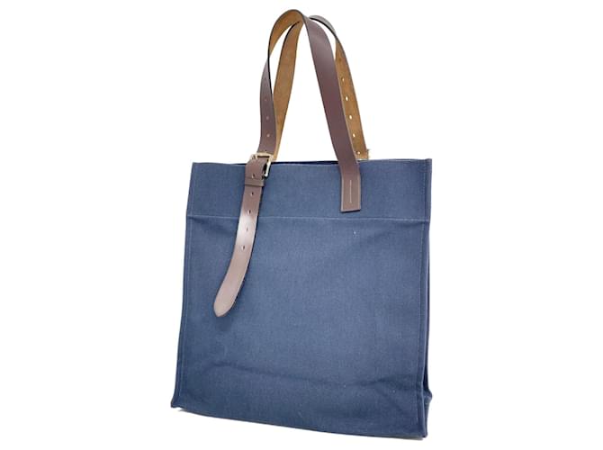 Borsa tote in tela Etriviere di Hermès Marrone Blu navy  ref.1555103