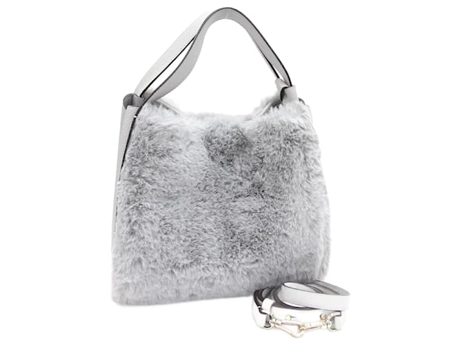 Sac à main moyen en fourrure Knot de Kate Spade Cuir Fausse Fourrure Gris  ref.1555124