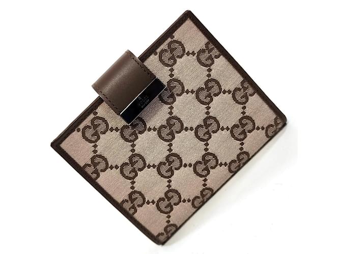 Portefeuille bi-fold en toile GG Gucci Cuir Marron Beige  ref.1555146