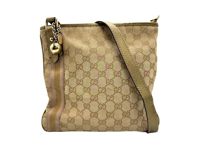 Borsa a Spalla Gucci GG Canvas Marrone D'oro Tela  ref.1555151