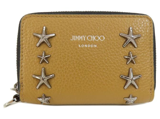 Jimmy Choo Star Motif Coin Case Brown Black Leather  ref.1555153