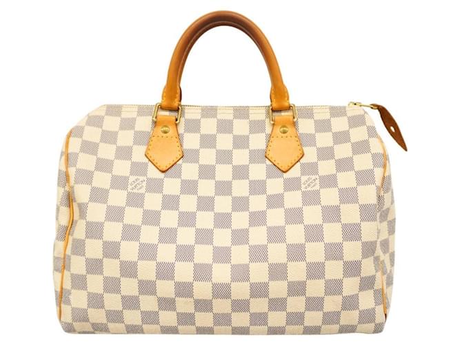 Louis Vuitton Damier Azur Speedy 30 Handbag White Cloth  ref.1555177