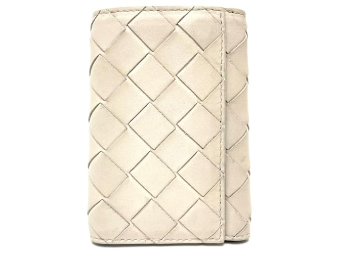 Bottega Veneta Intrecciato Étui à Clés 6 Anneaux Cuir Blanc  ref.1555230