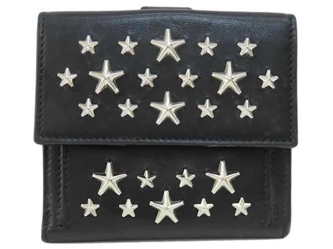 Portefeuille bi-fold motif étoile Jimmy Choo Cuir Noir  ref.1555234