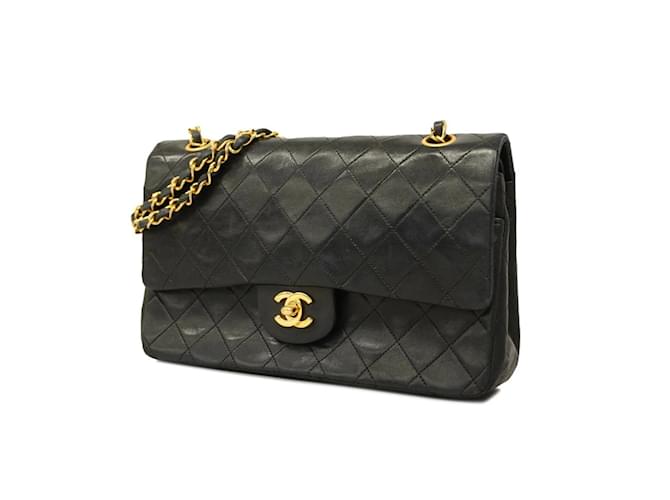 Sac à épaule en agneau noir Chanel Cuir  ref.1555251