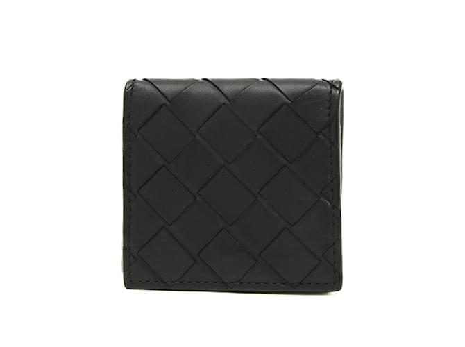 Bottega Veneta Intrecciato Folding Wallet/Coin Case Black Leatherette  ref.1555254