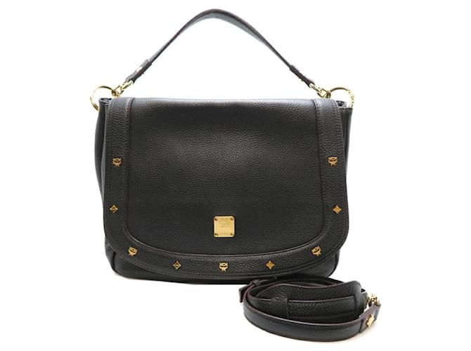 Sac à épaule en cuir vintage MCM pour femmes Noir  ref.1555269