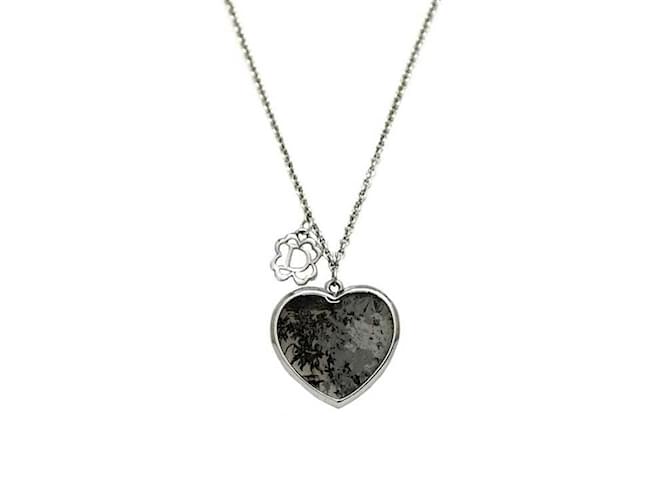 Christian Dior Silver Heart Necklace Silvery Metal  ref.1555275